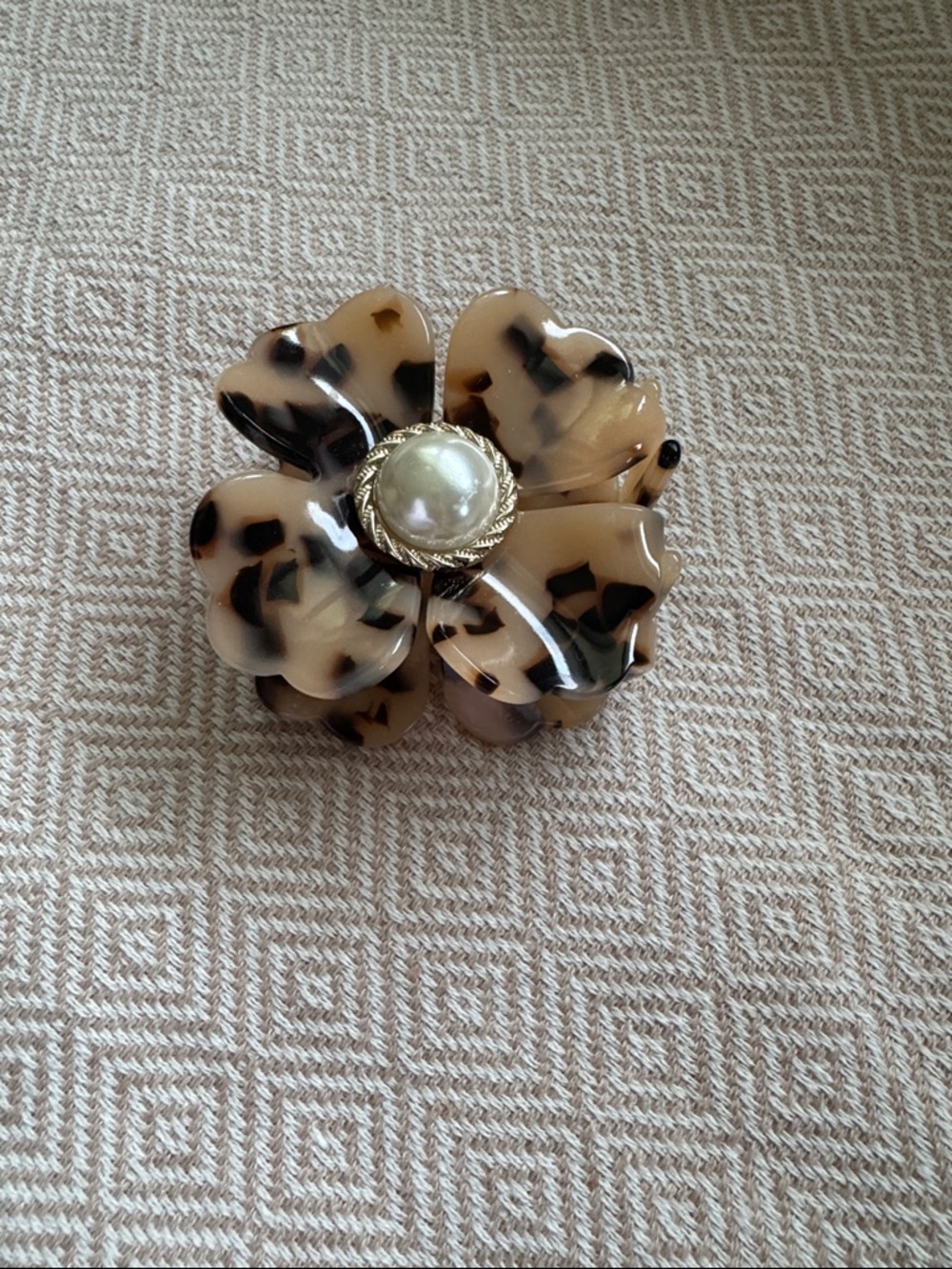 JCrew Tortoiseshell Flower Brooch with Pearl Center - Women Accessories